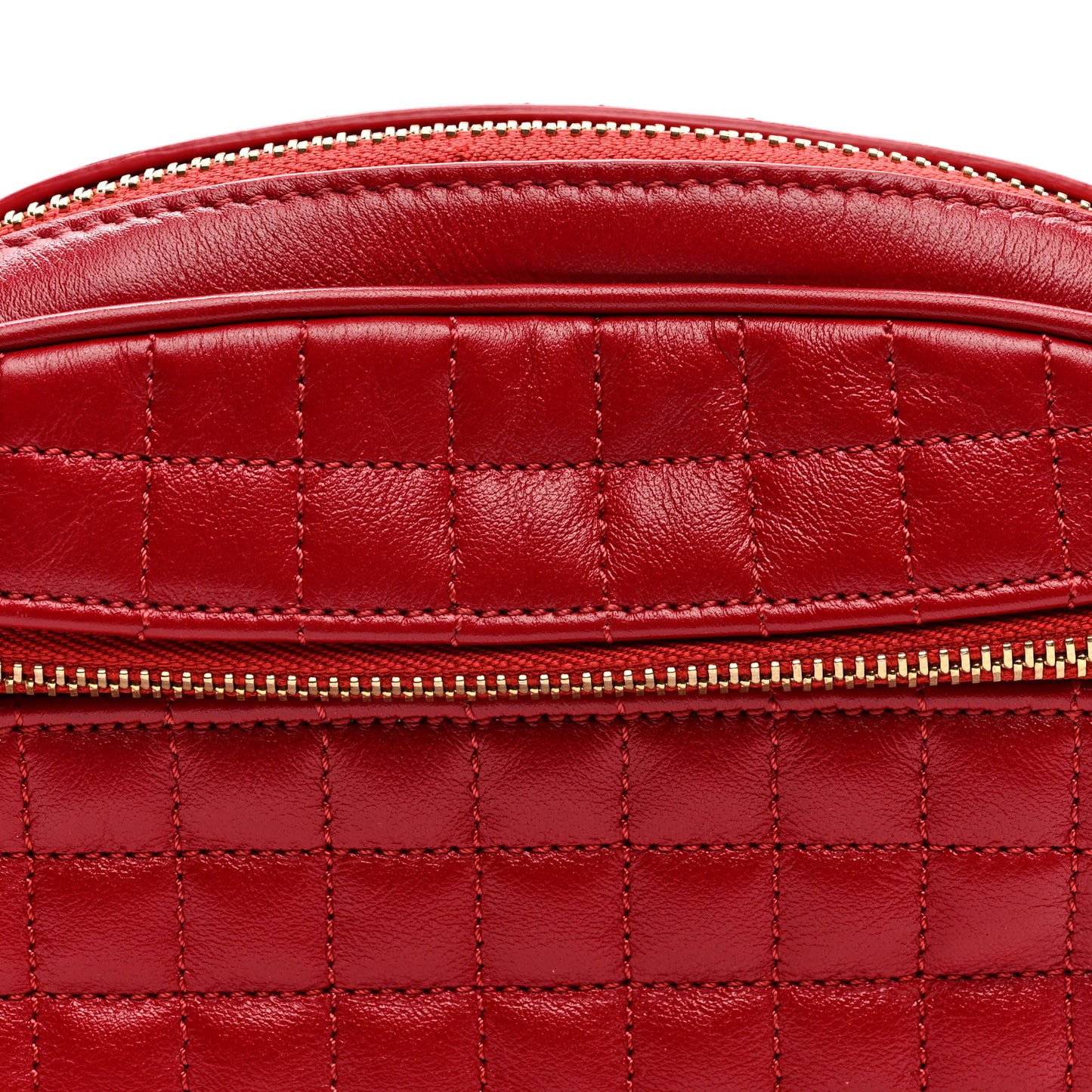 Calfskin Quilted Small C Charm Bag Red