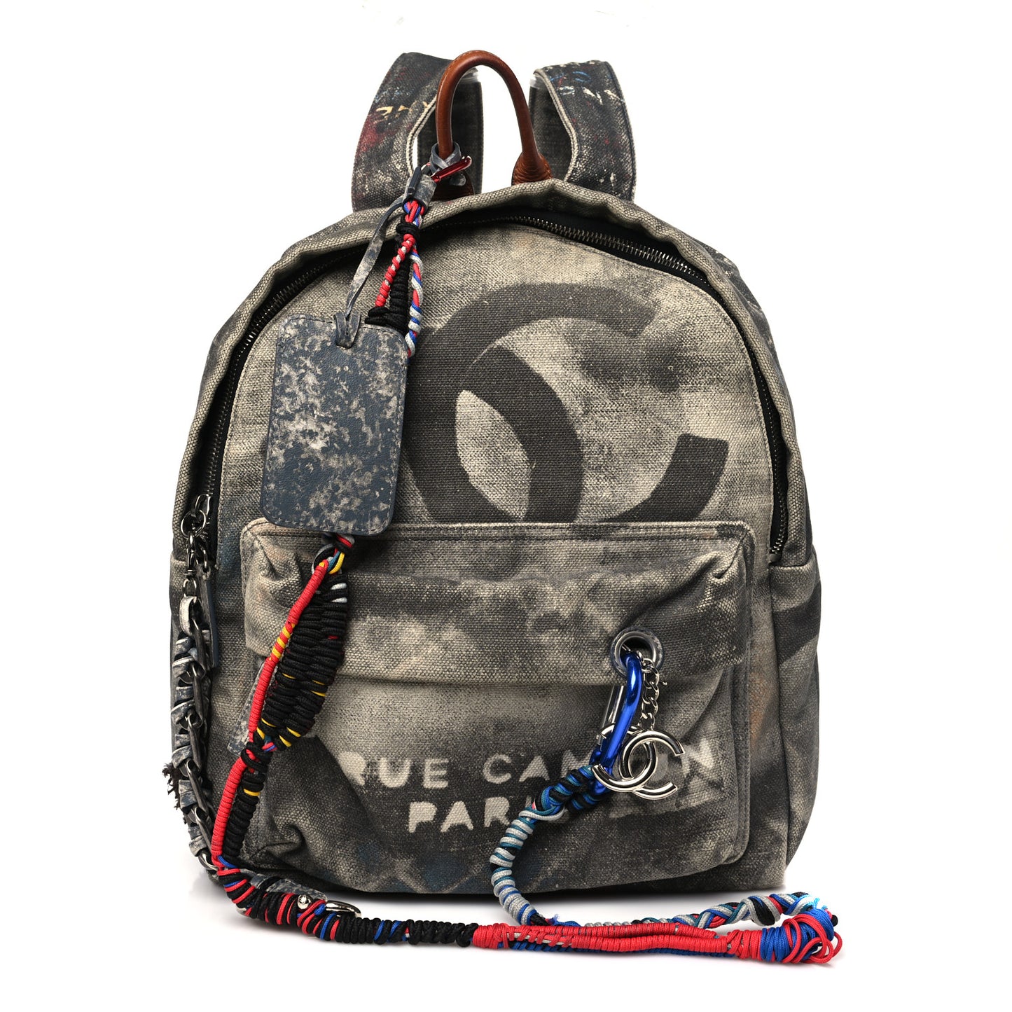 Graffiti Printed Canvas Medium Backpack Black