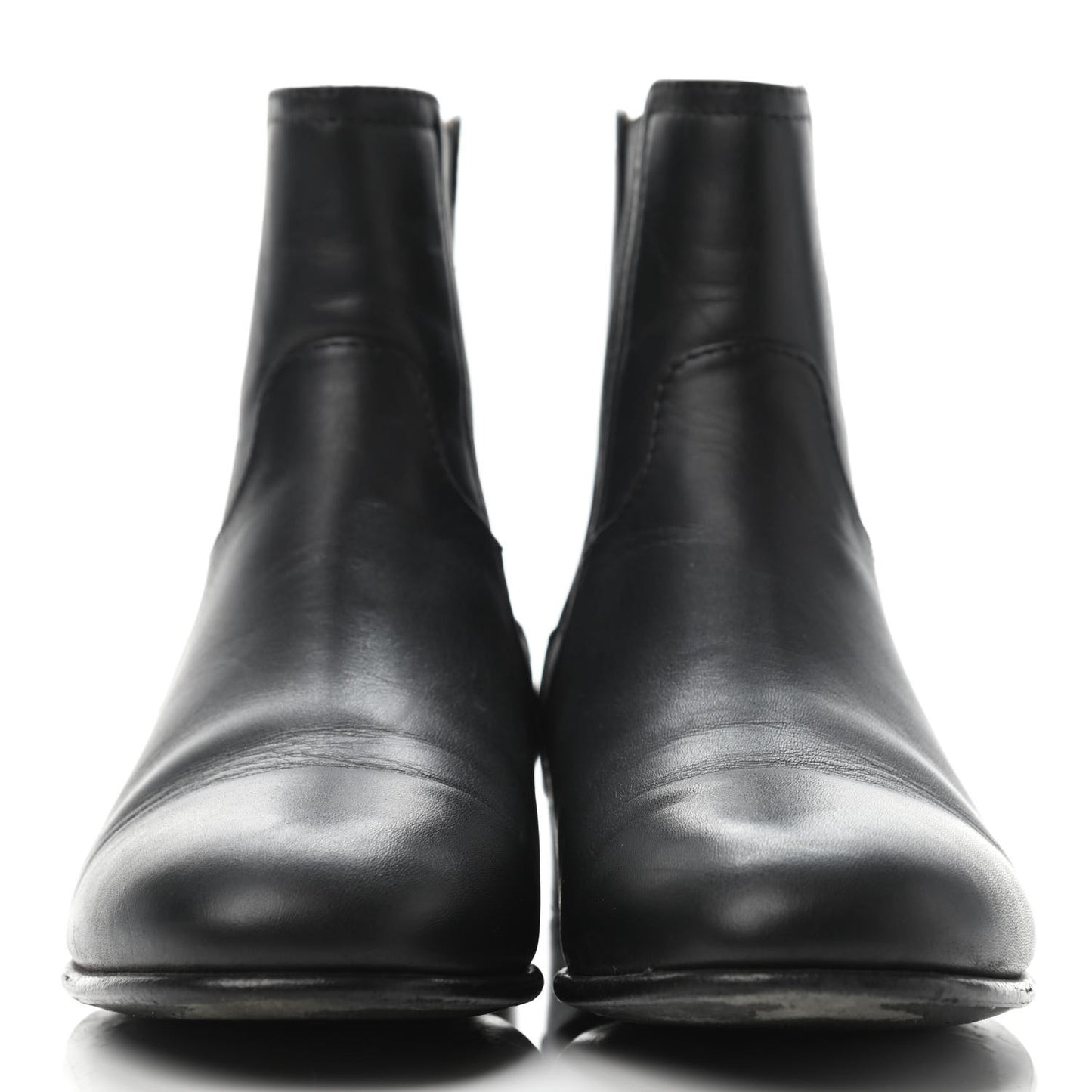 Calfskin Elastic Short Boots 36.5 Black
