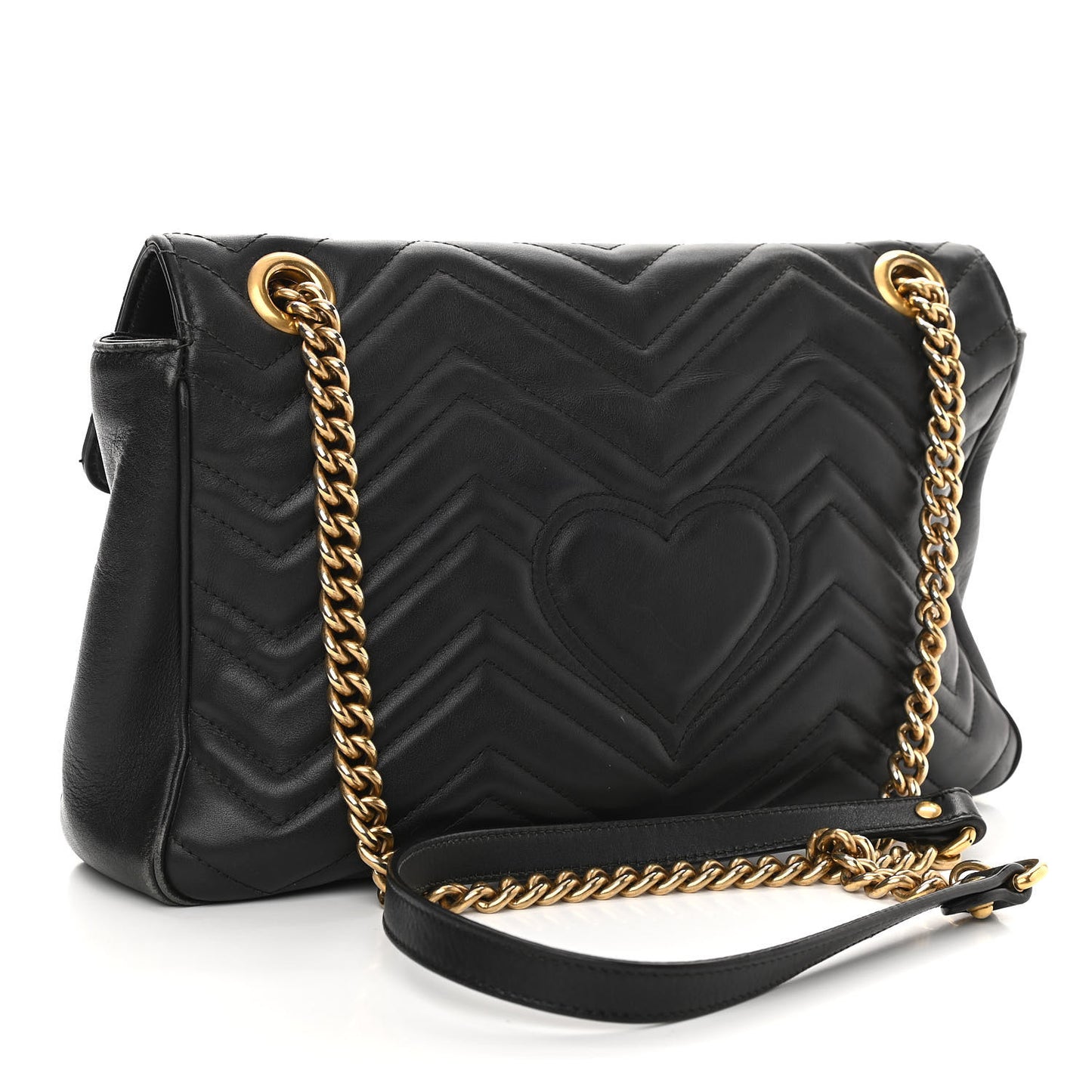 Calfskin Matelasse Medium GG Marmont Shoulder Bag Black