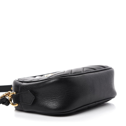 Gucci Calfskin Matelasse Mini GG Marmont Chain Shoulder Bag Black 4 of 10
