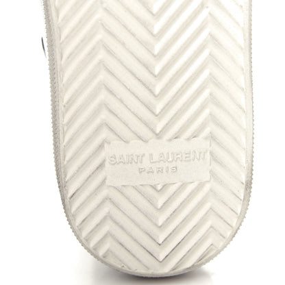 Saint Laurent Distressed Calfskin Bedford Logo-Appliqued Hightop Sneakers 36 Argento Cream White 9 of 11