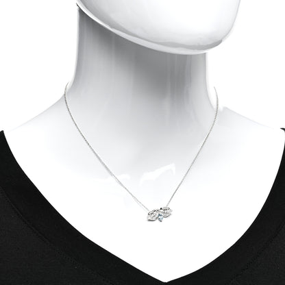 Tiffany Platinum Diamond Aquamarine Paper Flowers Firefly Pendant Necklace 2 of 4