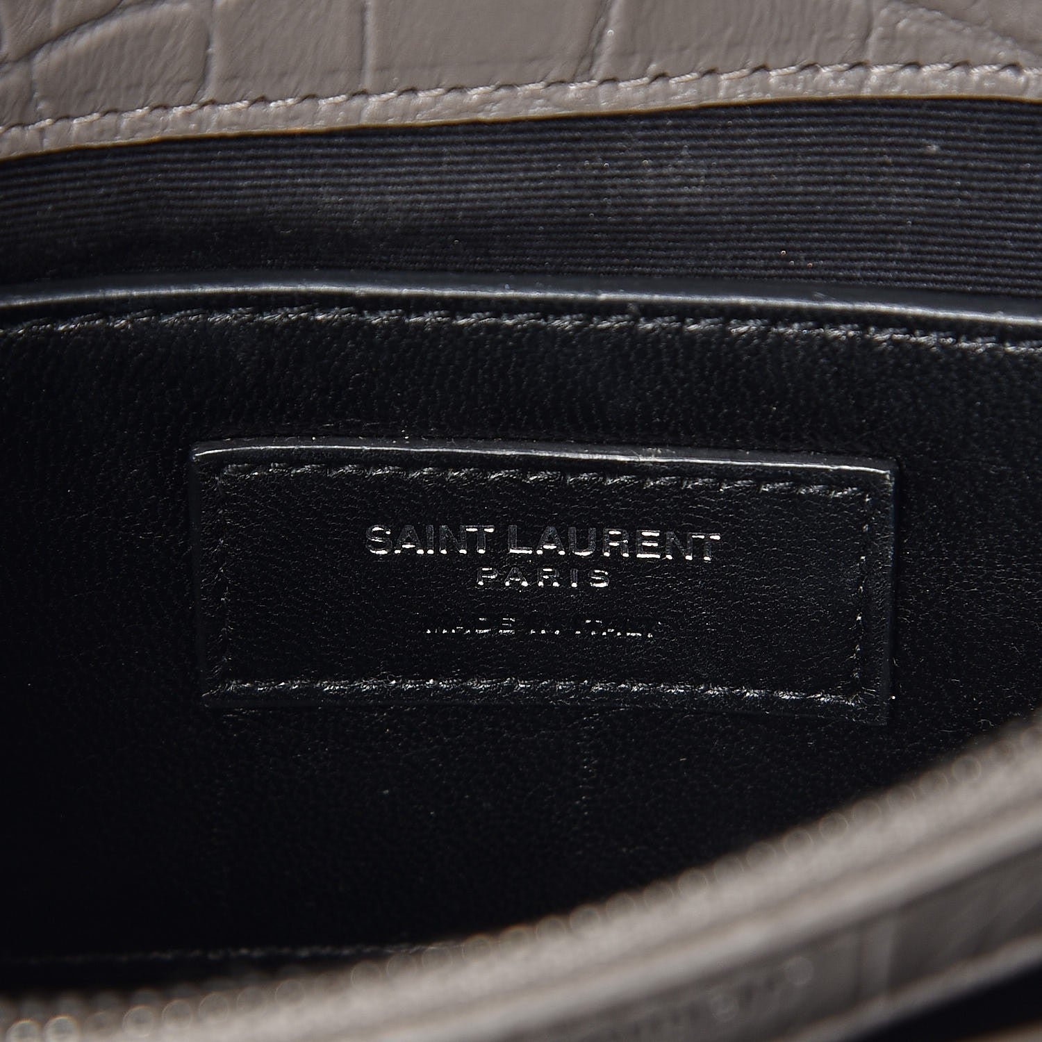 Saint Laurent Calfskin Crocodile Embossed Medium College Monogram Satchel Gray 6 of 7