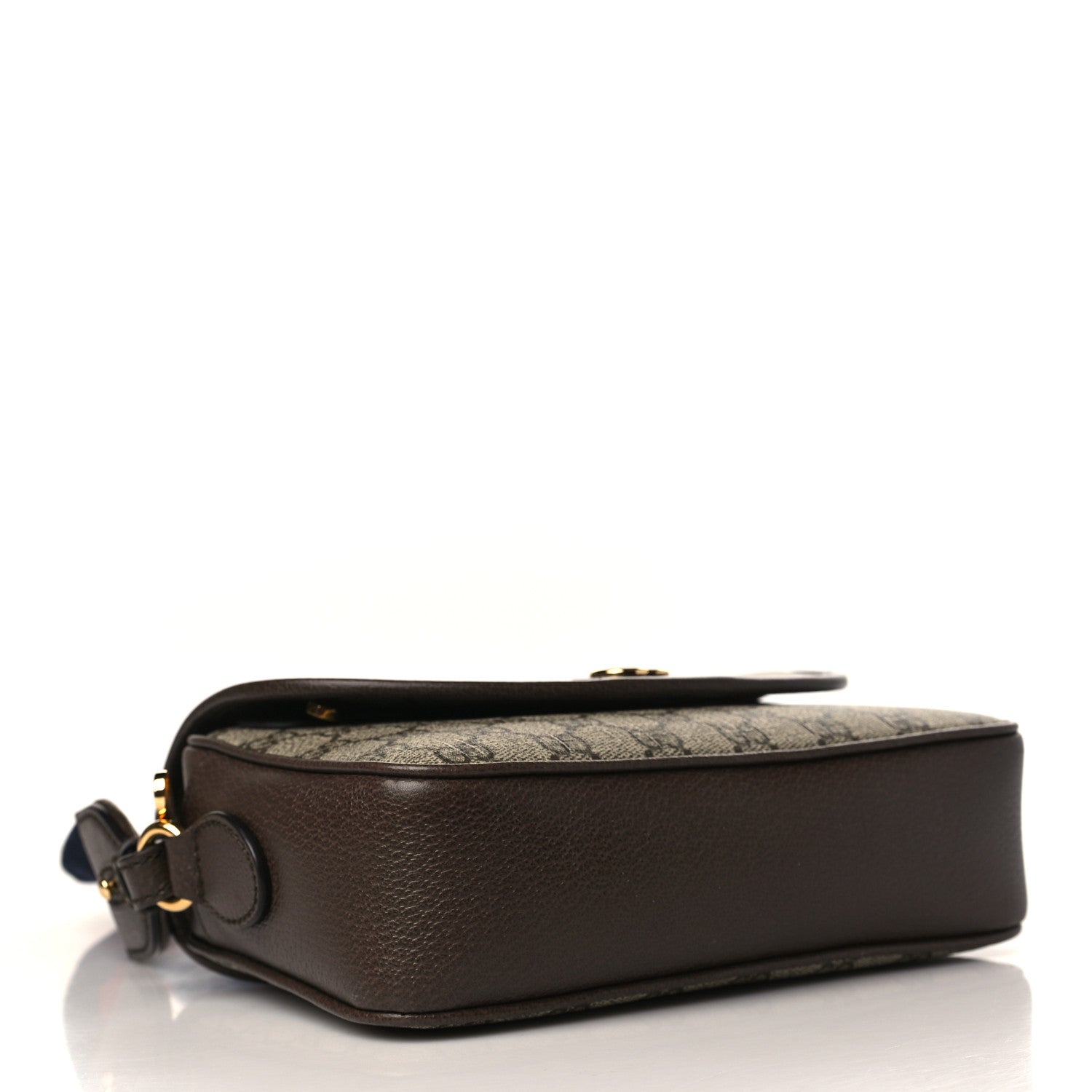 Gucci GG Supreme Monogram Textured Dollar Calfskin Web Studded Mini Ophidia Flap Shoulder Bag Beige Ebony New Acero 3 of 9