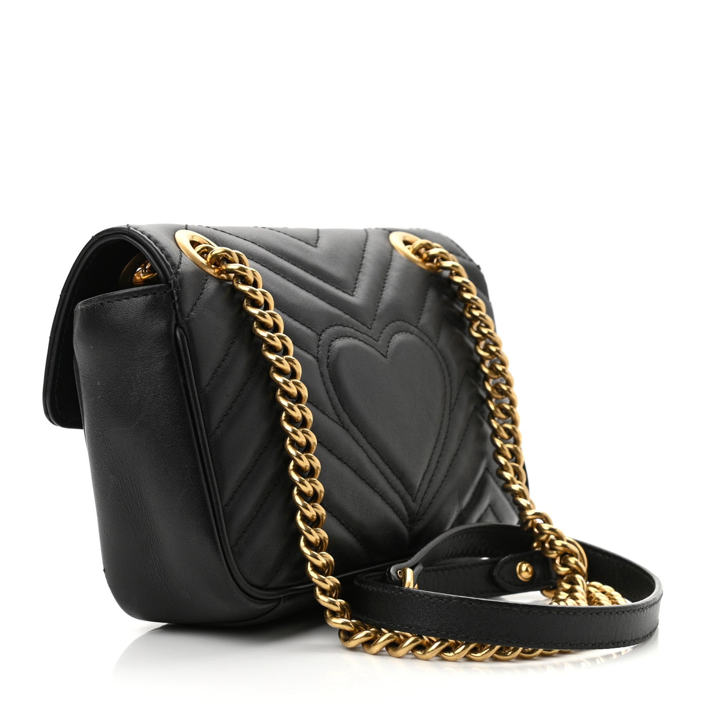 Calfskin Matelasse Mini GG Marmont Shoulder Bag Black