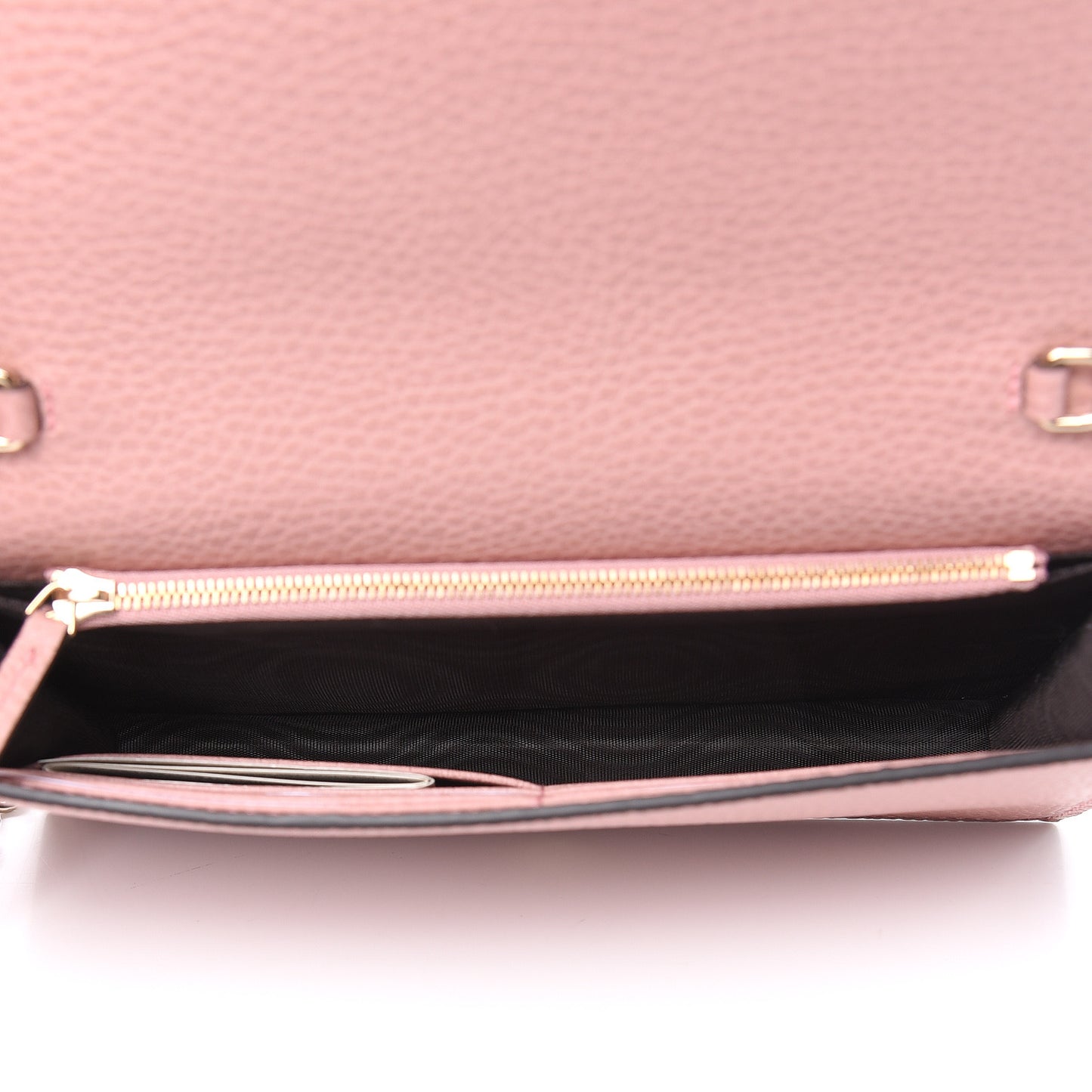 Dollar Calfskin Medium Betty Chain Wallet Soft Pink