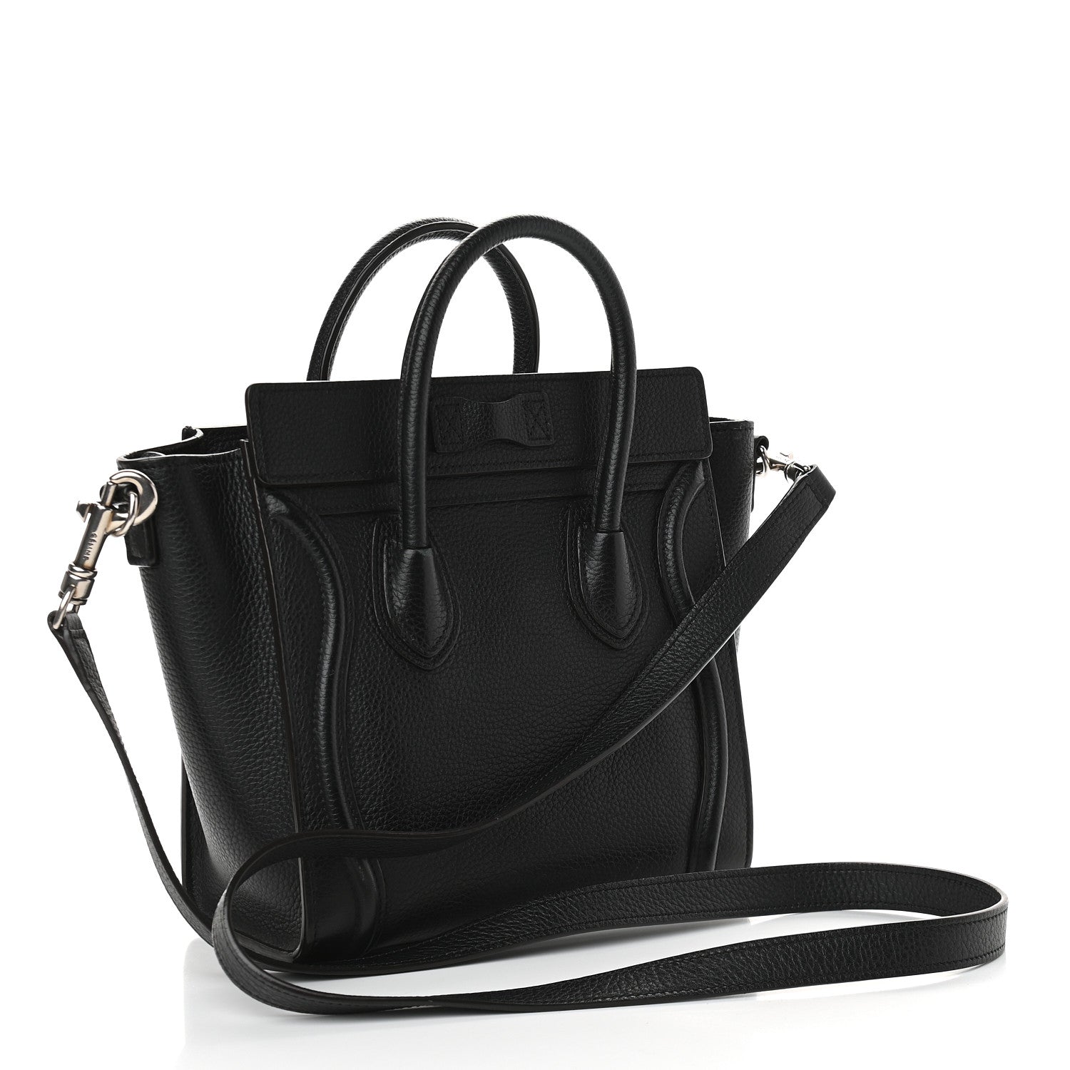 Celine Drummed Calfskin Nano Luggage Black 3 of 9