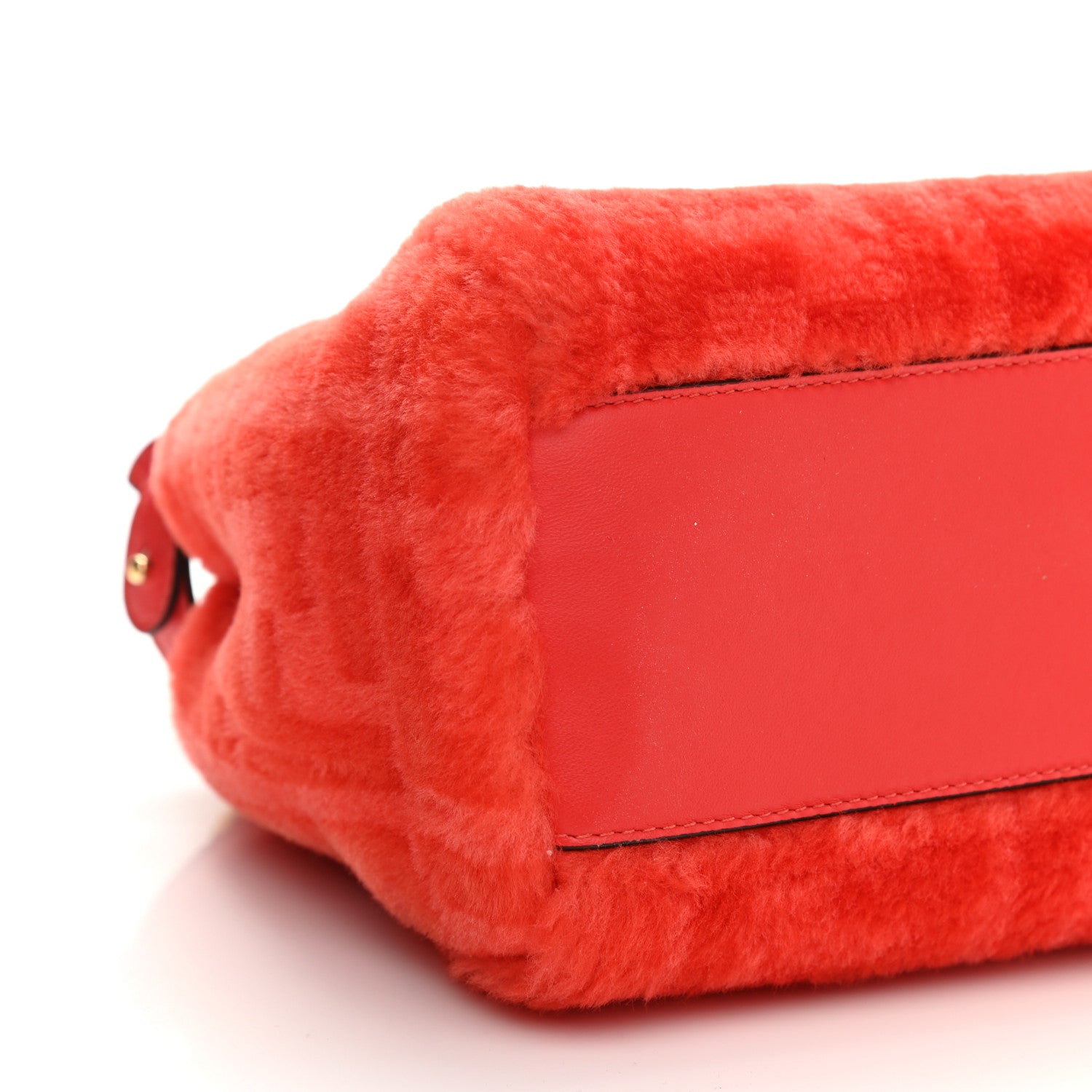 Fendi Shearling Nappa Macro FF 1974 Mini Peekaboo Iconic Satchel Tulipano Georgia Poppy 8 of 9