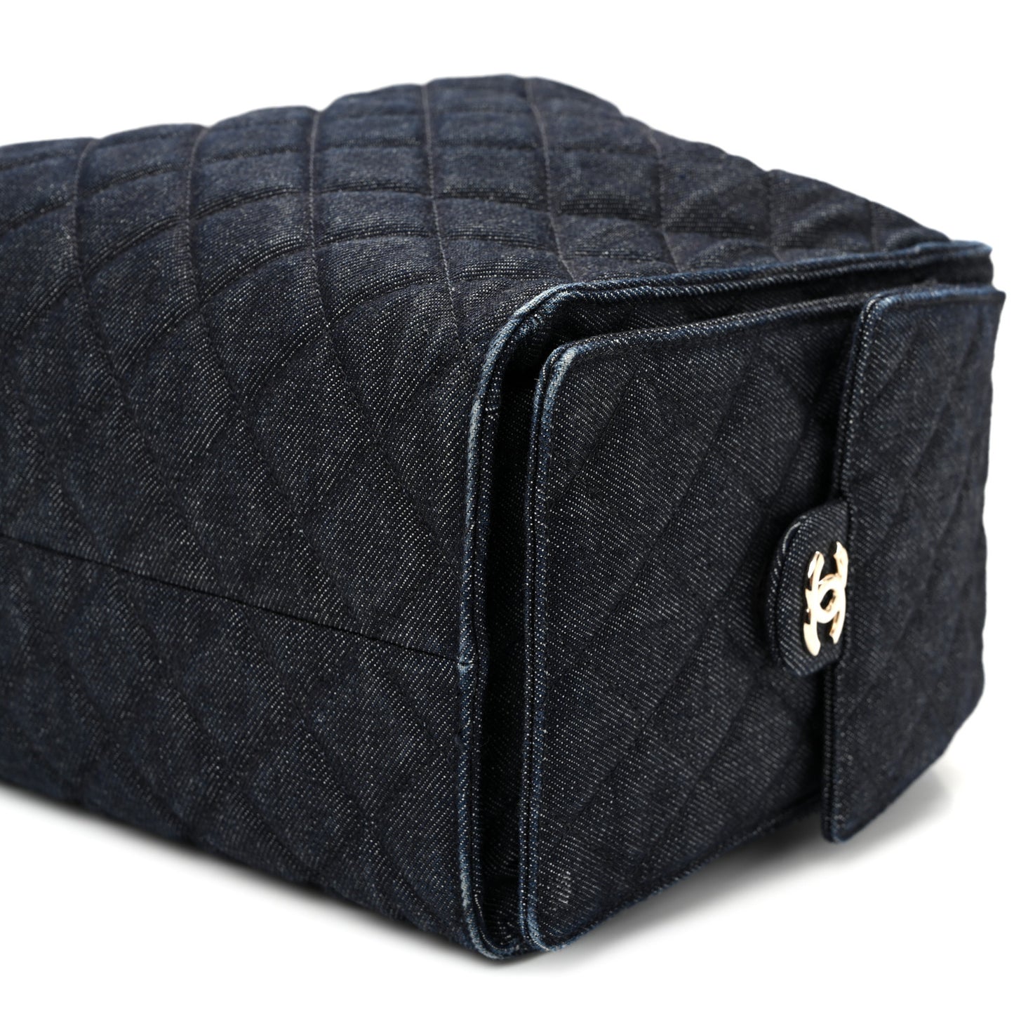 Denim Quilted Medium Chanel 25 Handbag Dark Blue