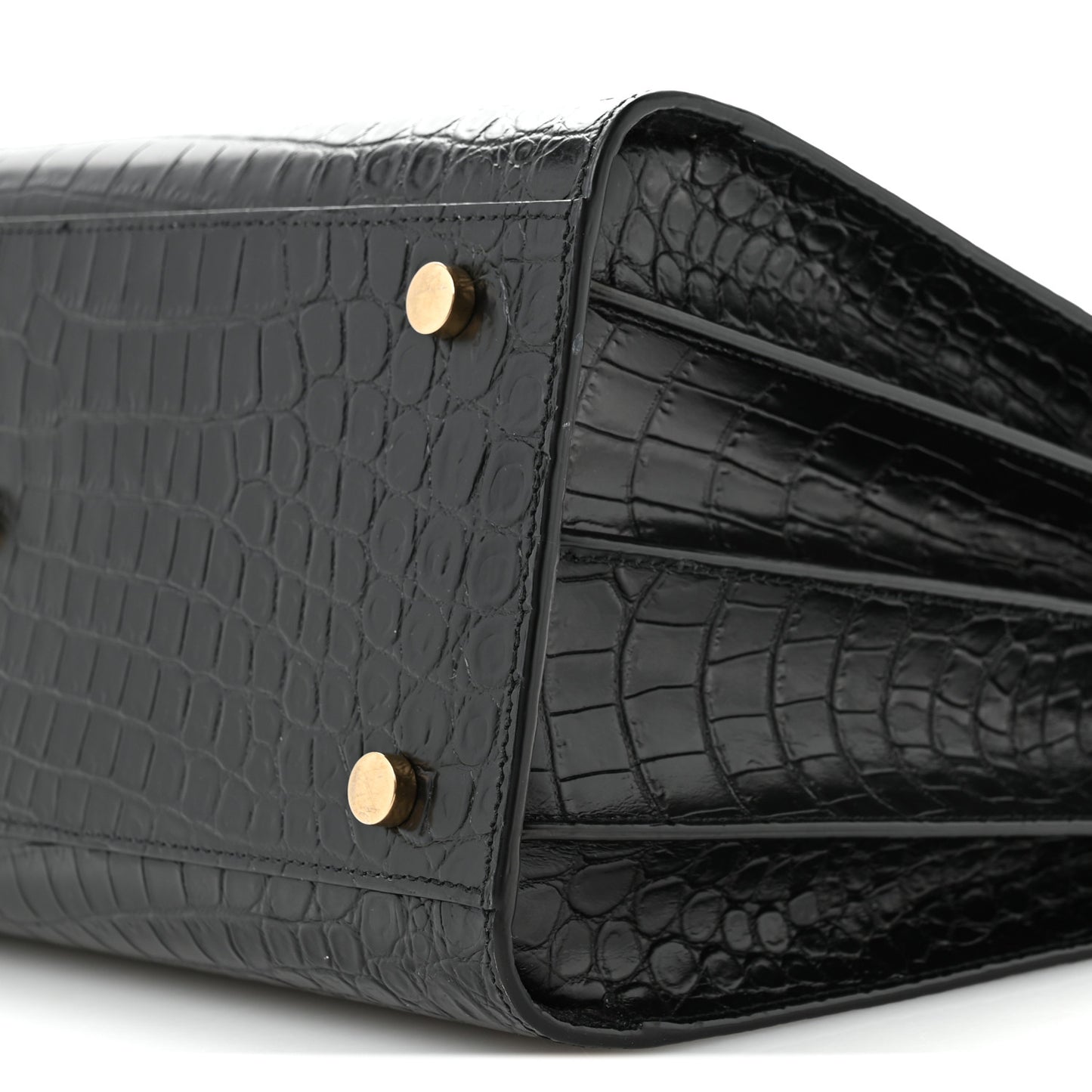 Calfskin Crocodile Embossed Small Sac de Jour Black