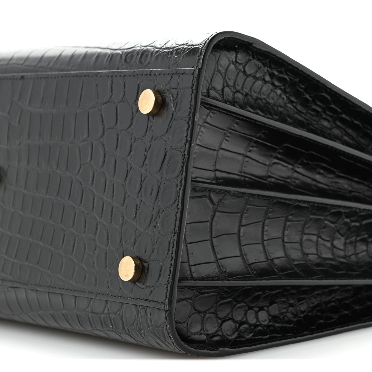 Saint Laurent Calfskin Crocodile Embossed Small Sac de Jour Black 10 of 10