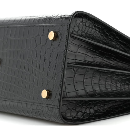 Saint Laurent Calfskin Crocodile Embossed Small Sac de Jour Black 10 of 10
