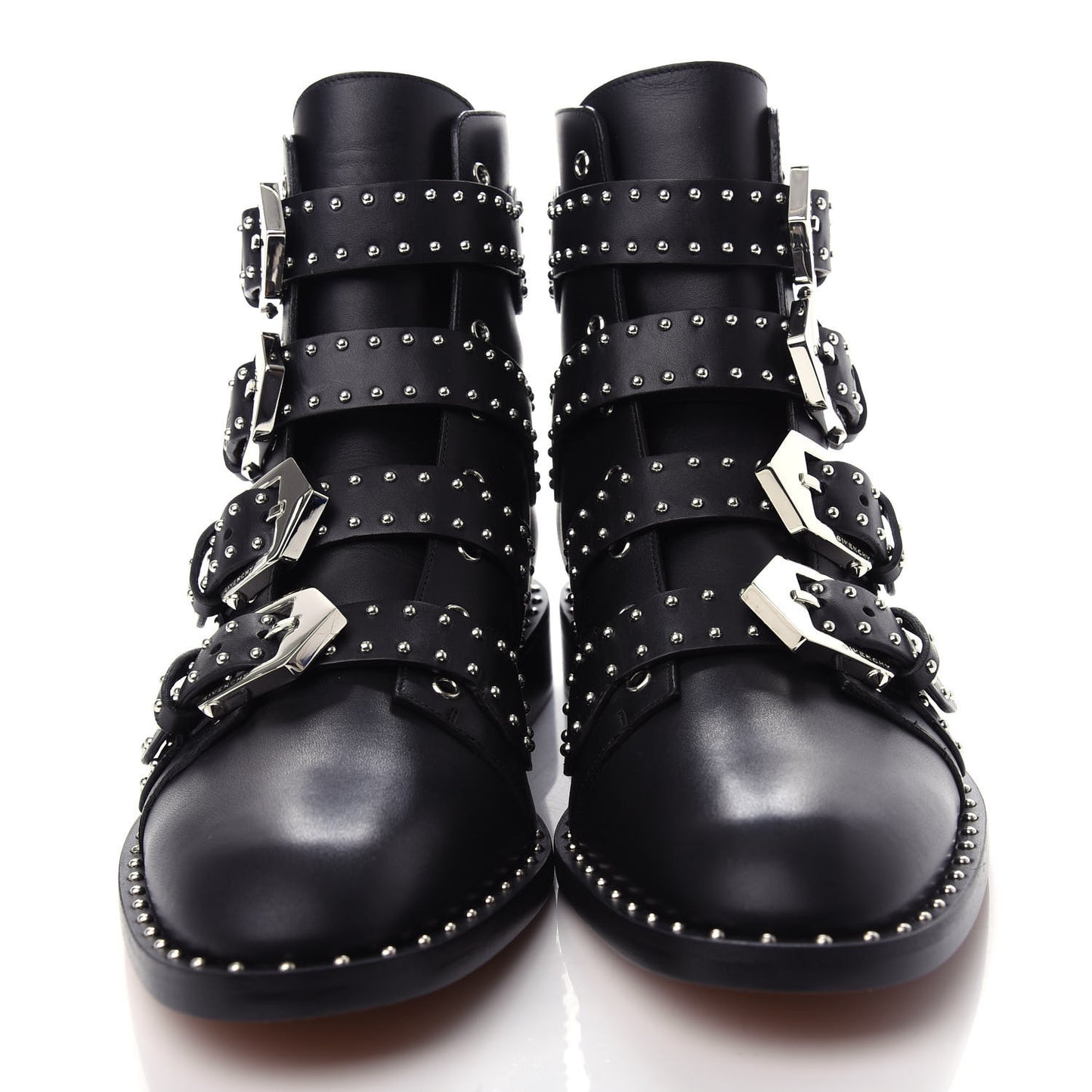Calfskin Studded Prue Buckle Bootie 38 Black