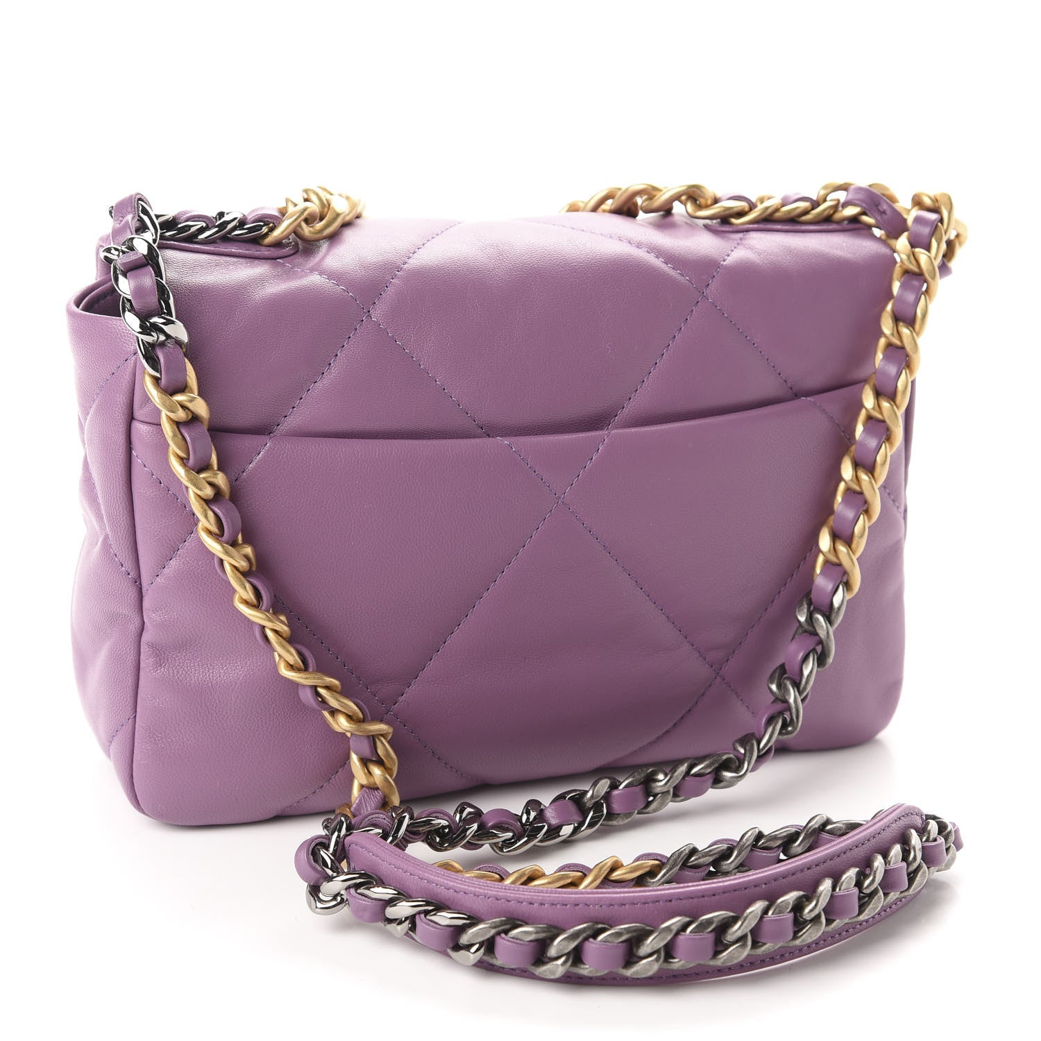 Chanel Goatskin Quilted Medium 19 Flap Violet Purple 3 of 11