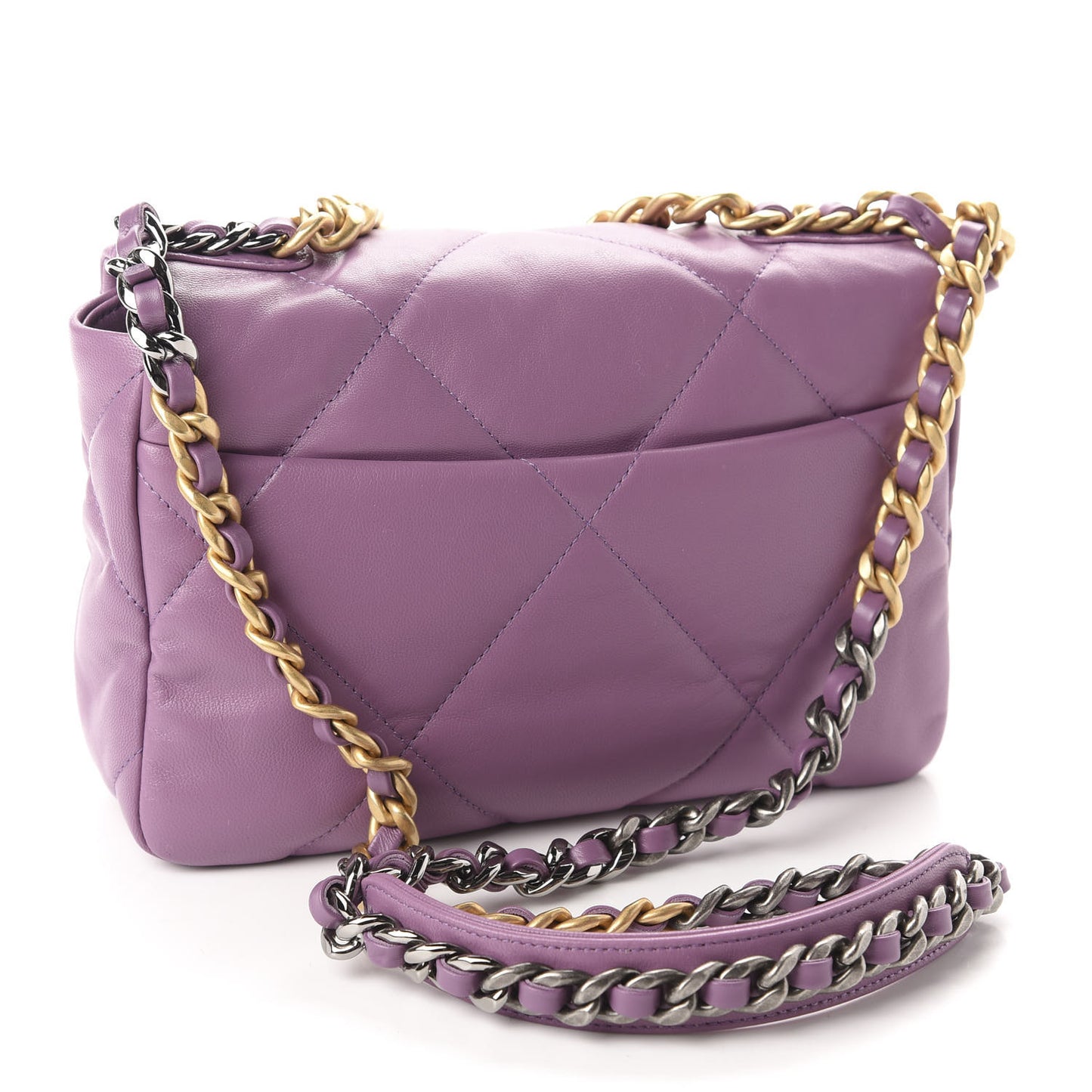 Goatskin Quilted Medium Chanel 19 Flap Violet Purple