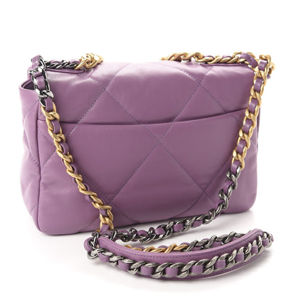 Chanel Goatskin Quilted Medium Chanel 19 Flap Violet Purple 3 of 15