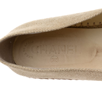 Chanel Toile Sequin CC Espadrilles 40 Beige Black 7 of 9