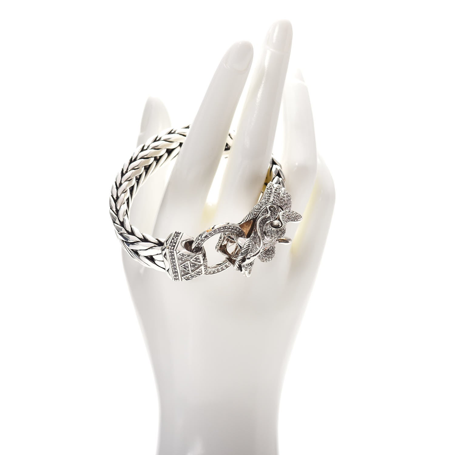 John Hardy Sterling Silver White Sapphire Naga Bracelet 2 of 5