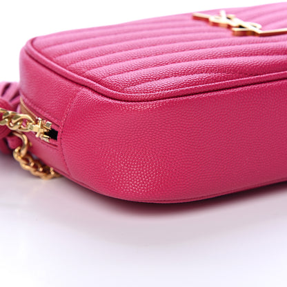 Saint Laurent Grain De Poudre Matelasse Monogram Mini Lou Camera Bag Fuchsia 8 of 9