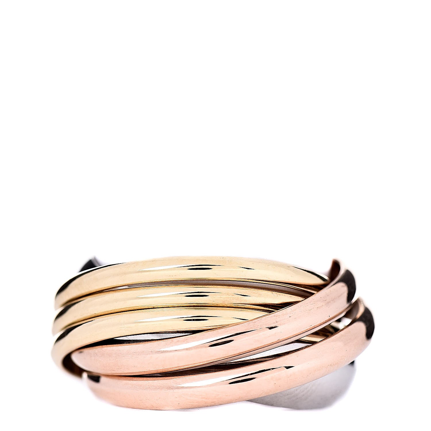 Cartier 18K Pink Yellow White Gold Diamond Trinity 6 Band Ring 56 7.5 3 of 4