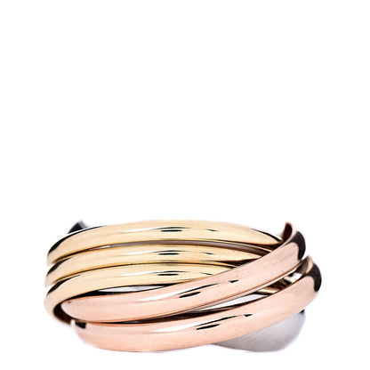 Cartier 18K Pink Yellow White Gold Diamond Trinity 6 Band Ring 56 7.5 3 of 4