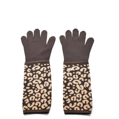 Louis Vuitton Cashmere Silk Leopard Long Gloves Marron 3 of 5