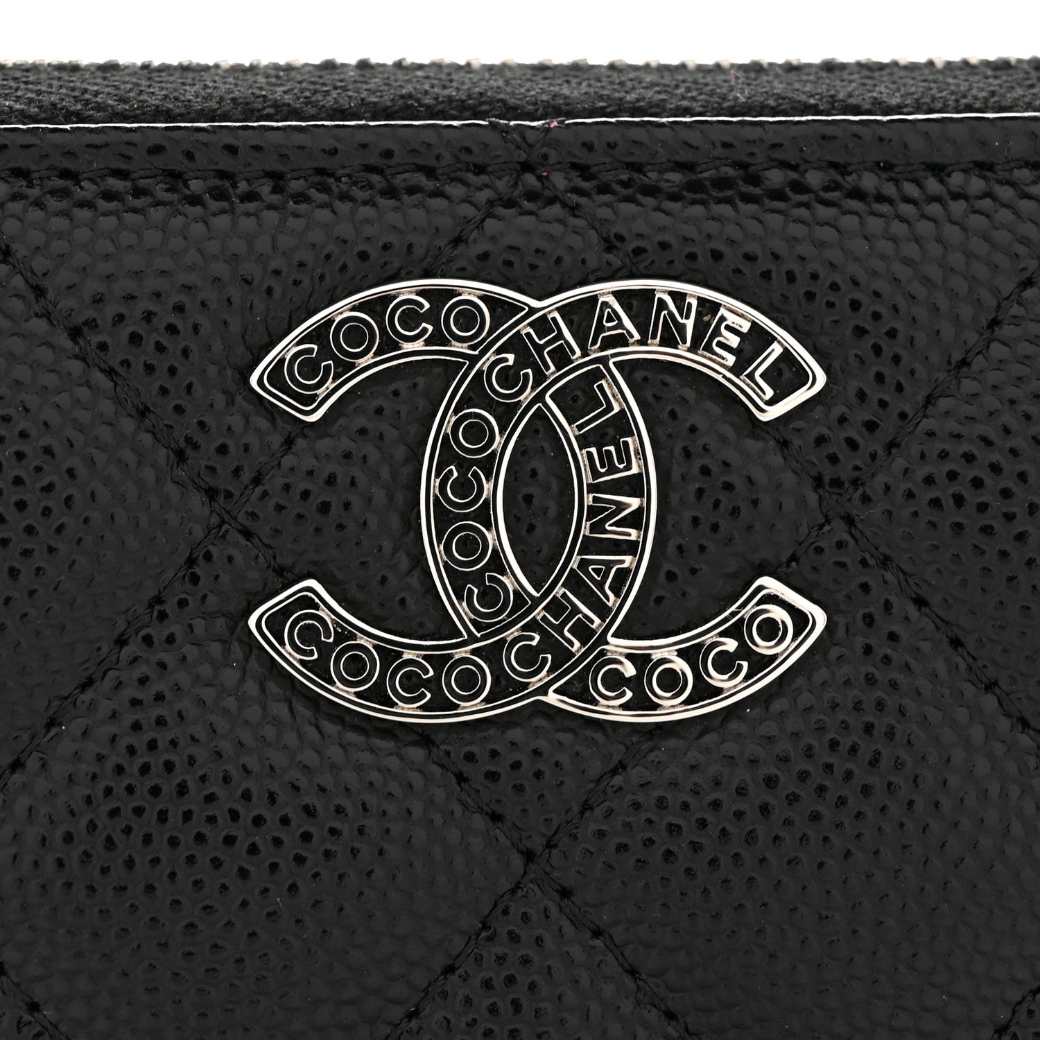 Chanel Caviar Quilted Coco Chanel Logo CC Zip Coin Purse Black 8 of 8
