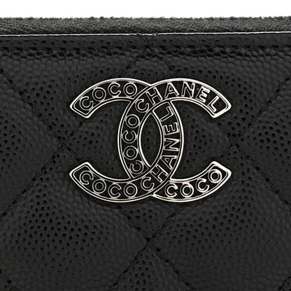 Chanel Caviar Quilted Coco Chanel Logo CC Zip Coin Purse Black 8 of 8