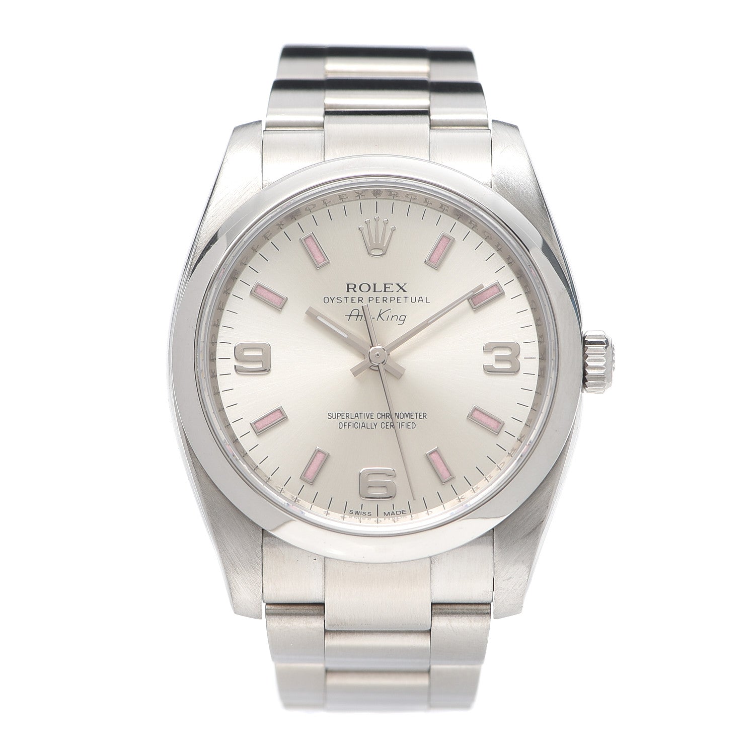Rolex Stainless Steel 34mm Oyster Perpetual Air-King Watch Pink Index 114200 1 of 5