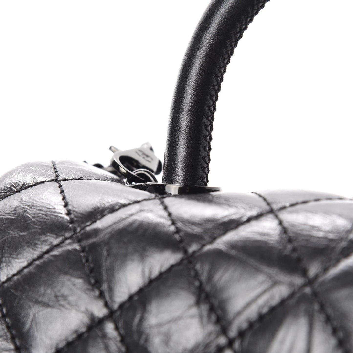 Aged Calfskin Quilted Mini Coco Handle Flap So Black