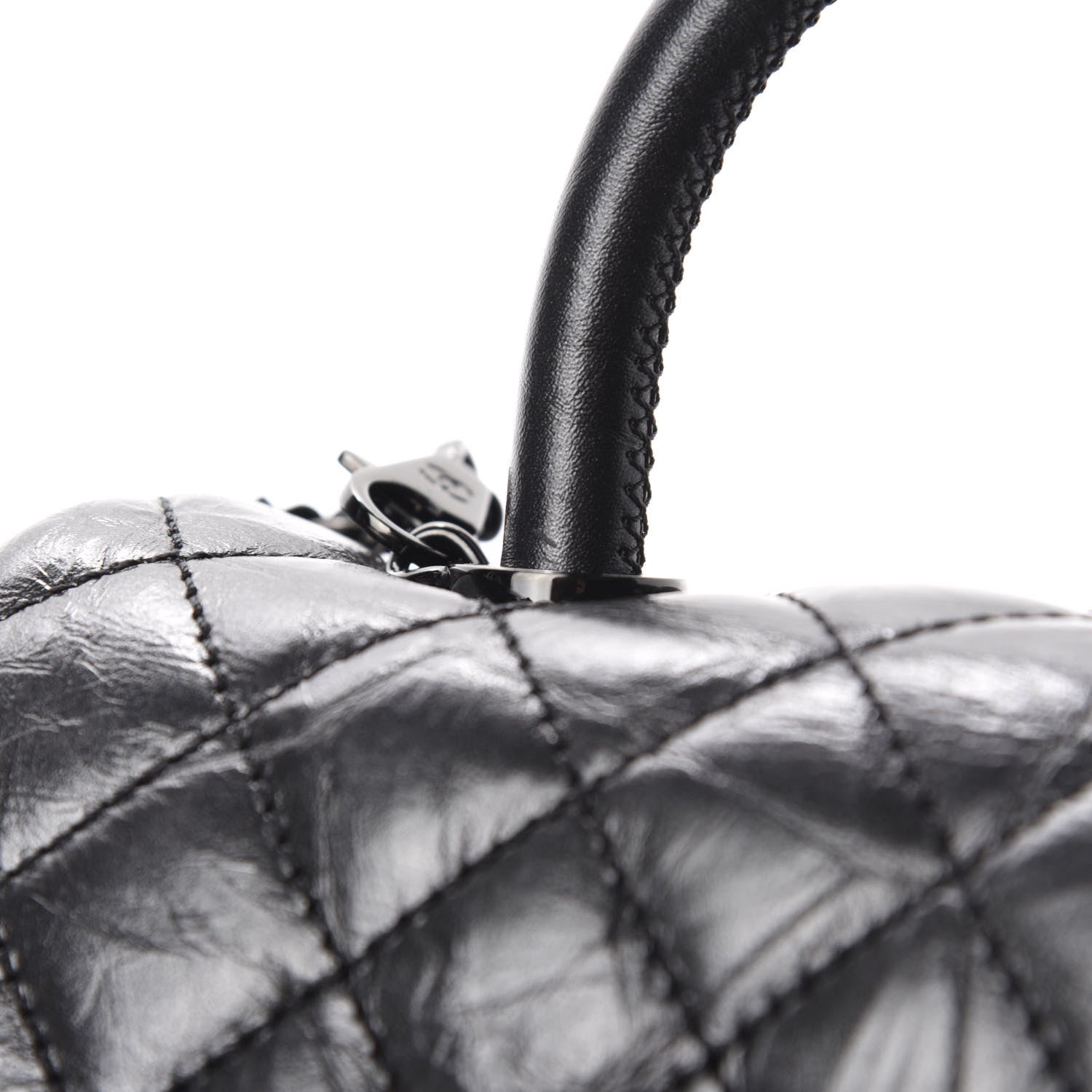 Chanel Aged Calfskin Quilted Mini Coco Handle Flap So Black 8 of 12