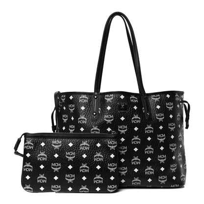 MCM Visetos Medium Project Reversible Shopper Tote Black 2 of 6