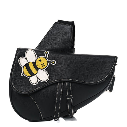 Christian Dior X KAWS Grained Calfskin Bee Saddle Bag Black 1 of 4