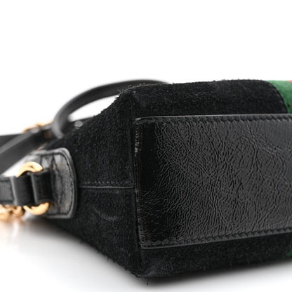 Gucci Suede Patent Web GG Small Ophidia Dome Shoulder Bag Black 9 of 10
