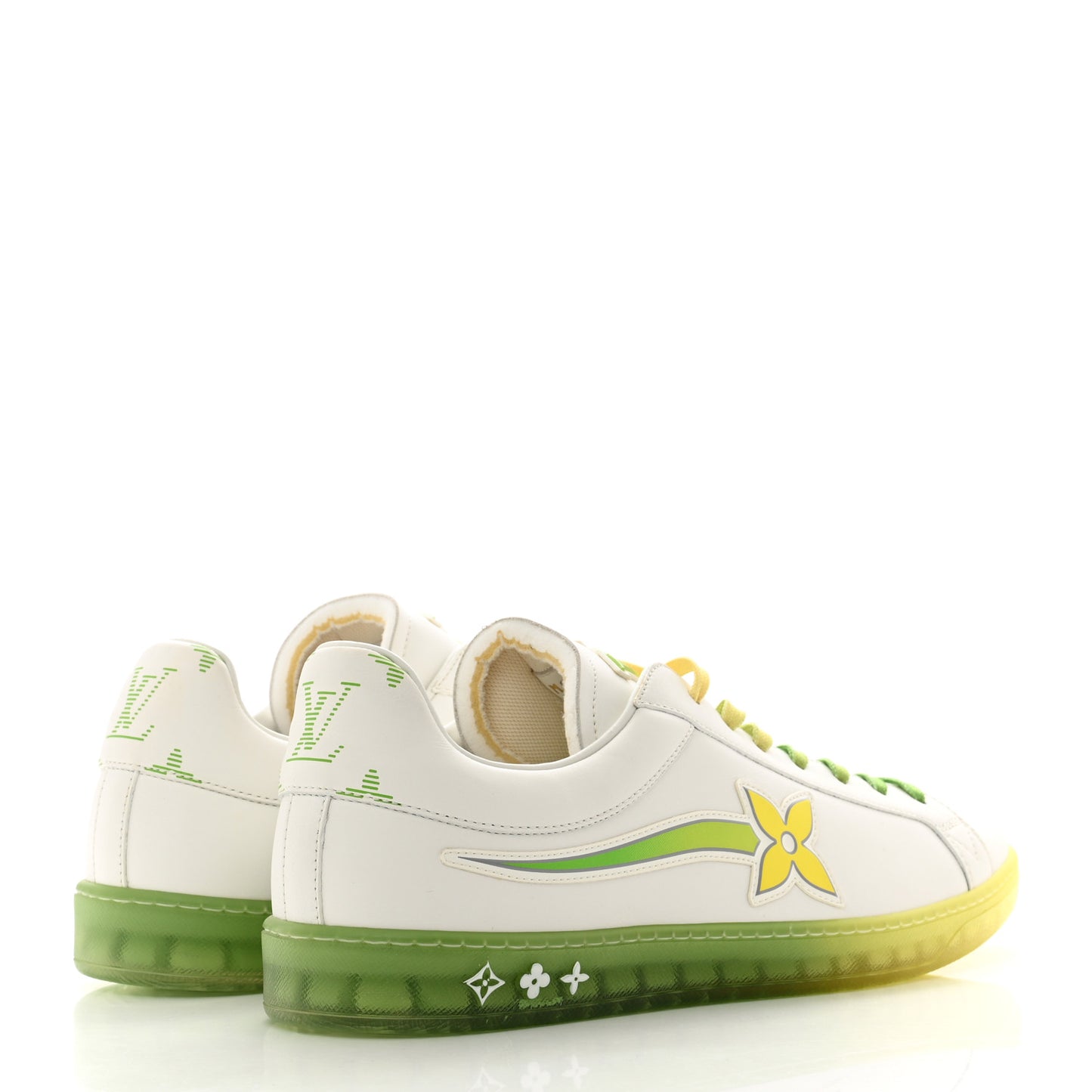 Calfskin Mens Luxembourg Samothrace Sneakers 8 White Yellow Green