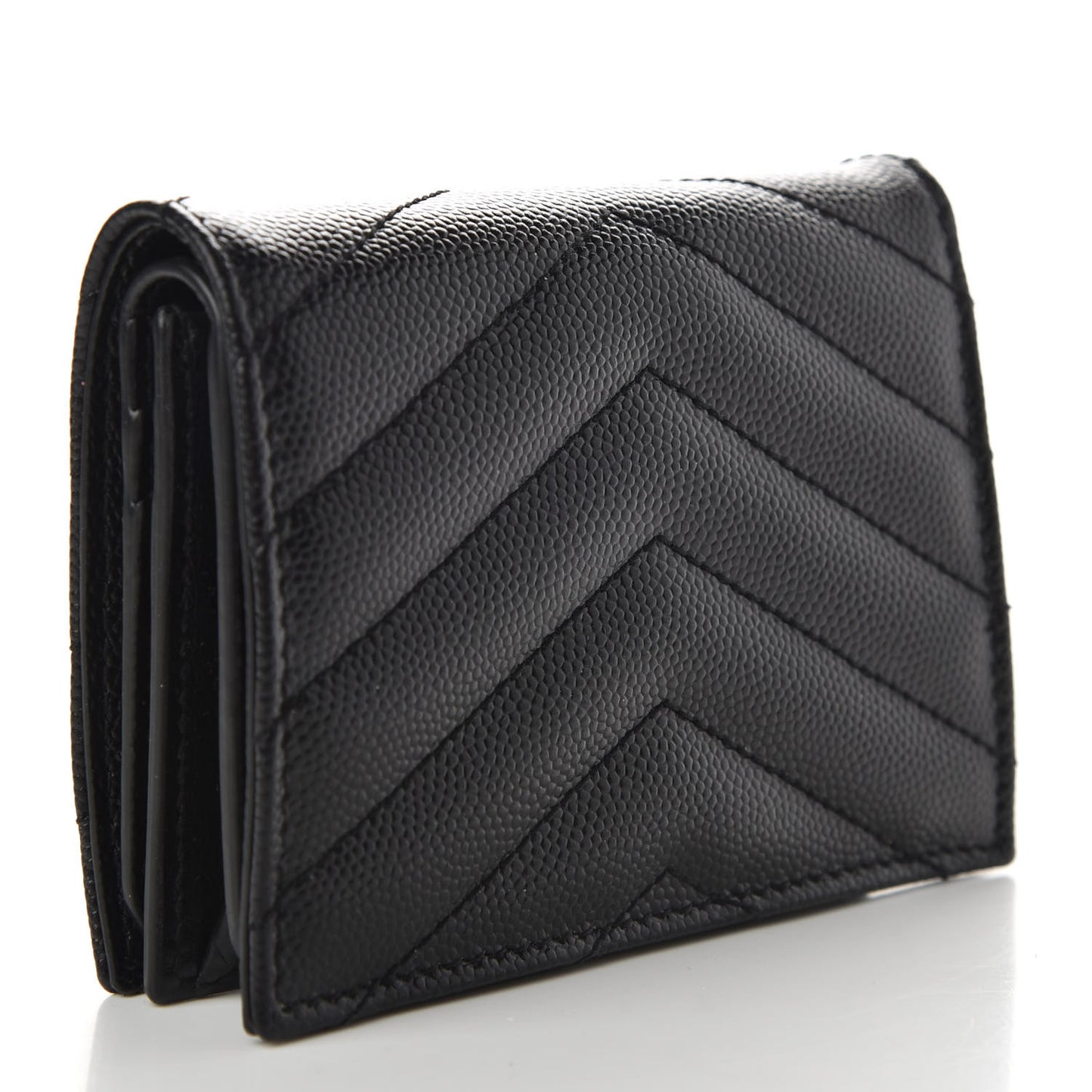 Grain De Poudre Matelasse Chevron Monogram Card Case Black