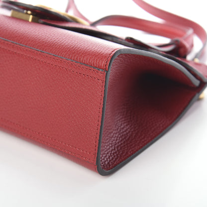 Gucci Calfskin Mini GG Marmont Top Handle Bag Vulcanic Red 9 of 9