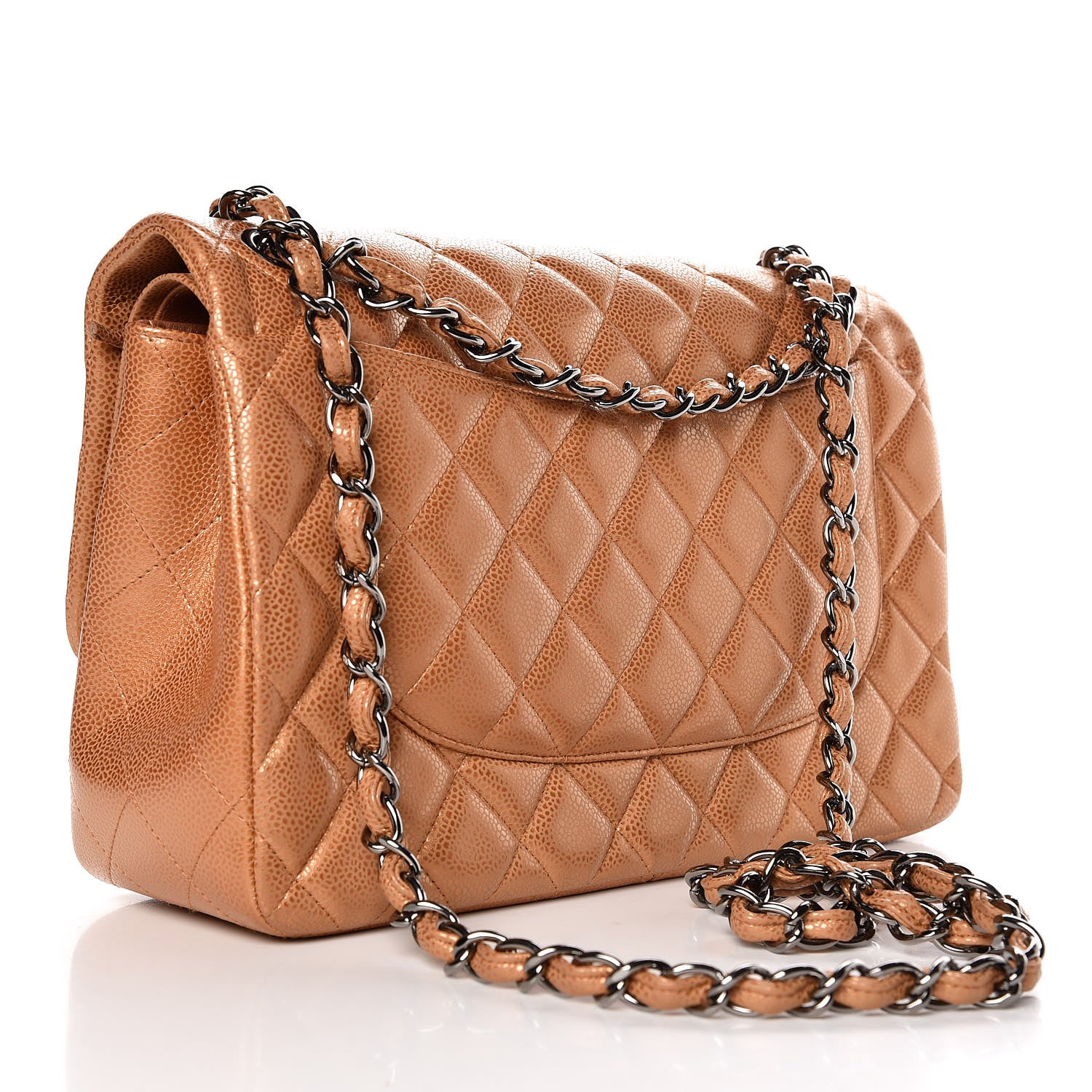Chanel Metallic Caviar Quilted Jumbo Double Flap Copper 3 of 7