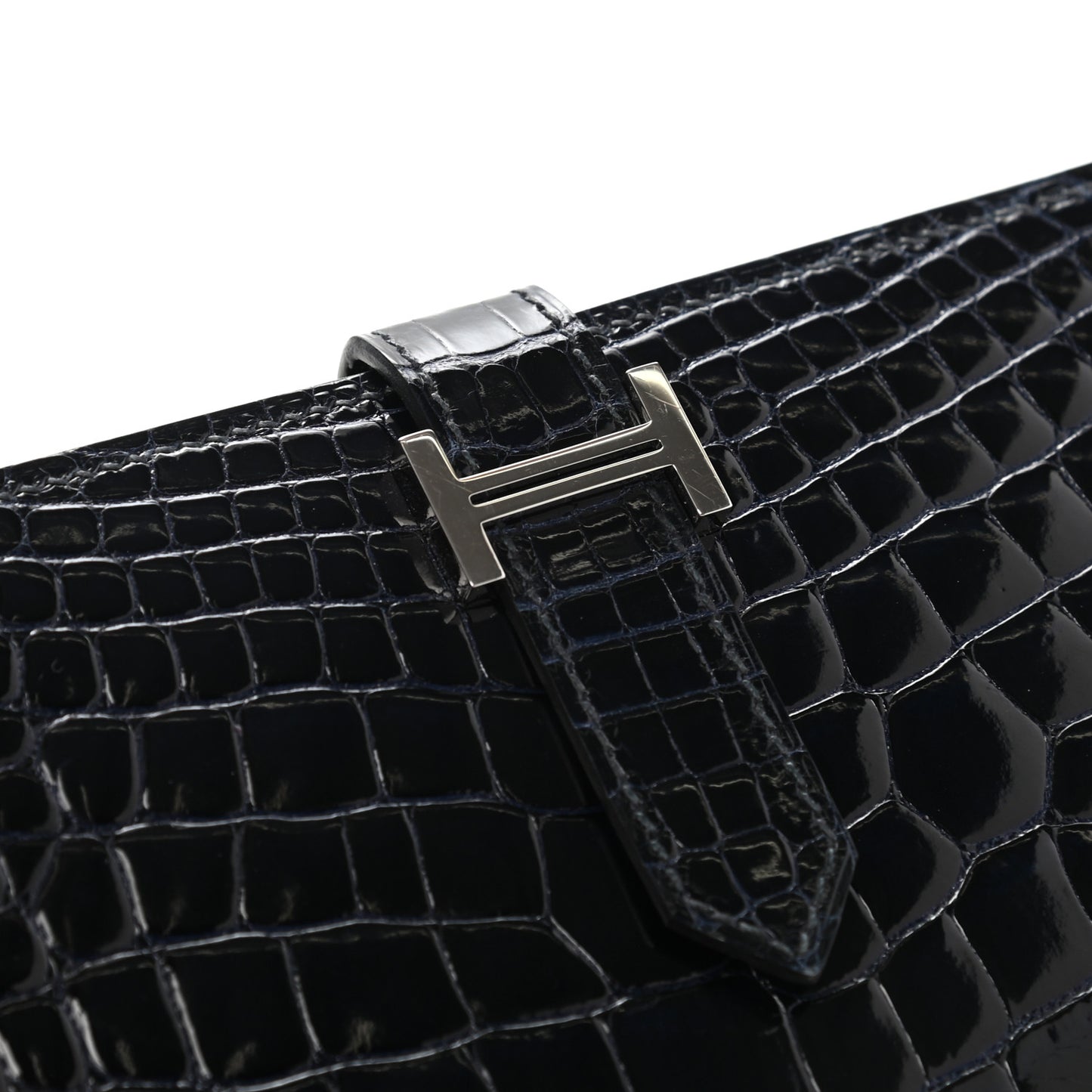Shiny Alligator Bearn Wallet Bleu Marine