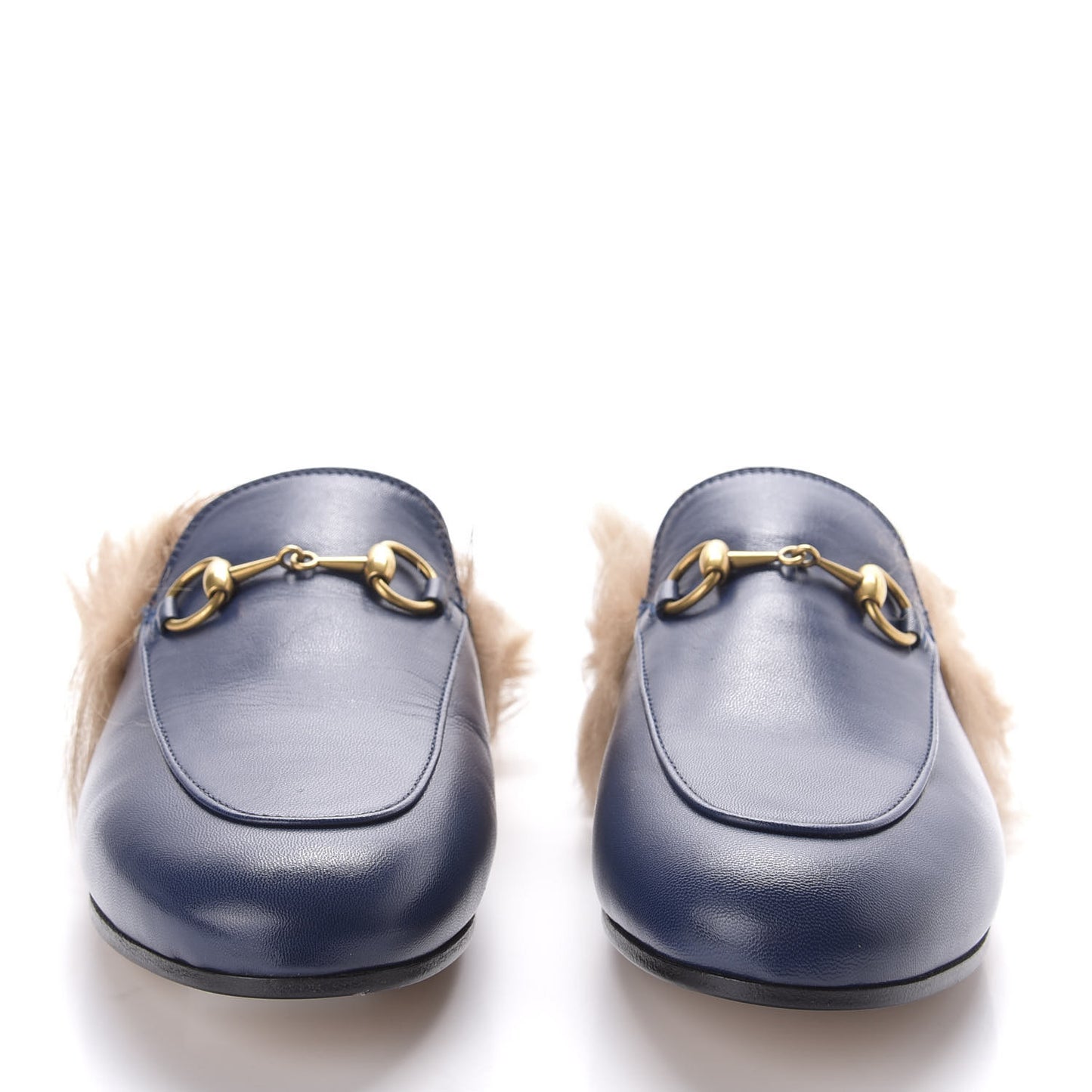 Malaga Kid Fur Womens Princetown Slippers 36.5 Blue Agata