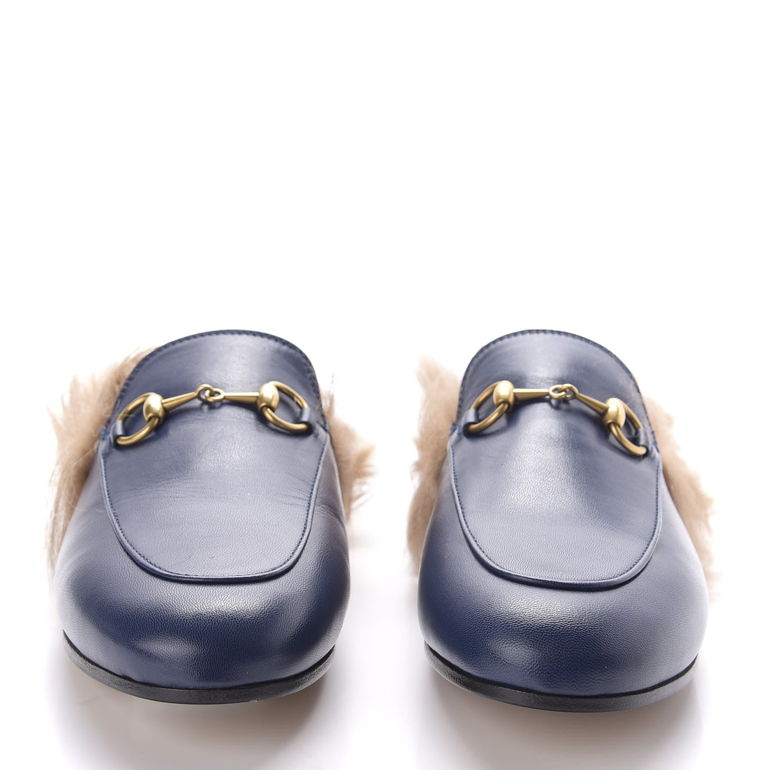Gucci Malaga Kid Fur Womens Princetown Slippers 36.5 Blue Agata 2 of 9