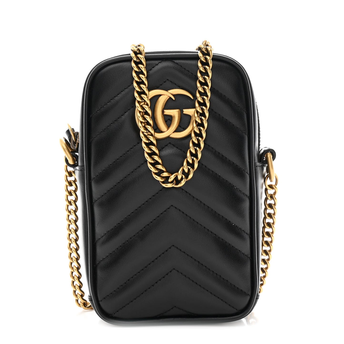 Calfskin Matelasse Mini GG Marmont Crossbody Bag Black