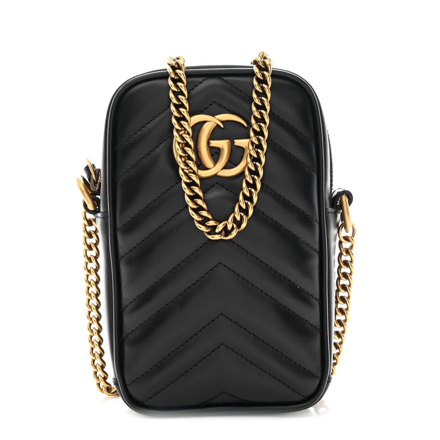Gucci Calfskin Matelasse Mini GG Marmont Crossbody Bag Black 1 of 11