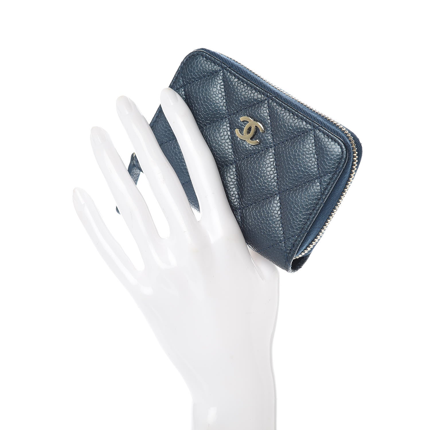 Chanel Iridescent Caviar Quilted Zip Coin Purse Dark Blue 2 of 8