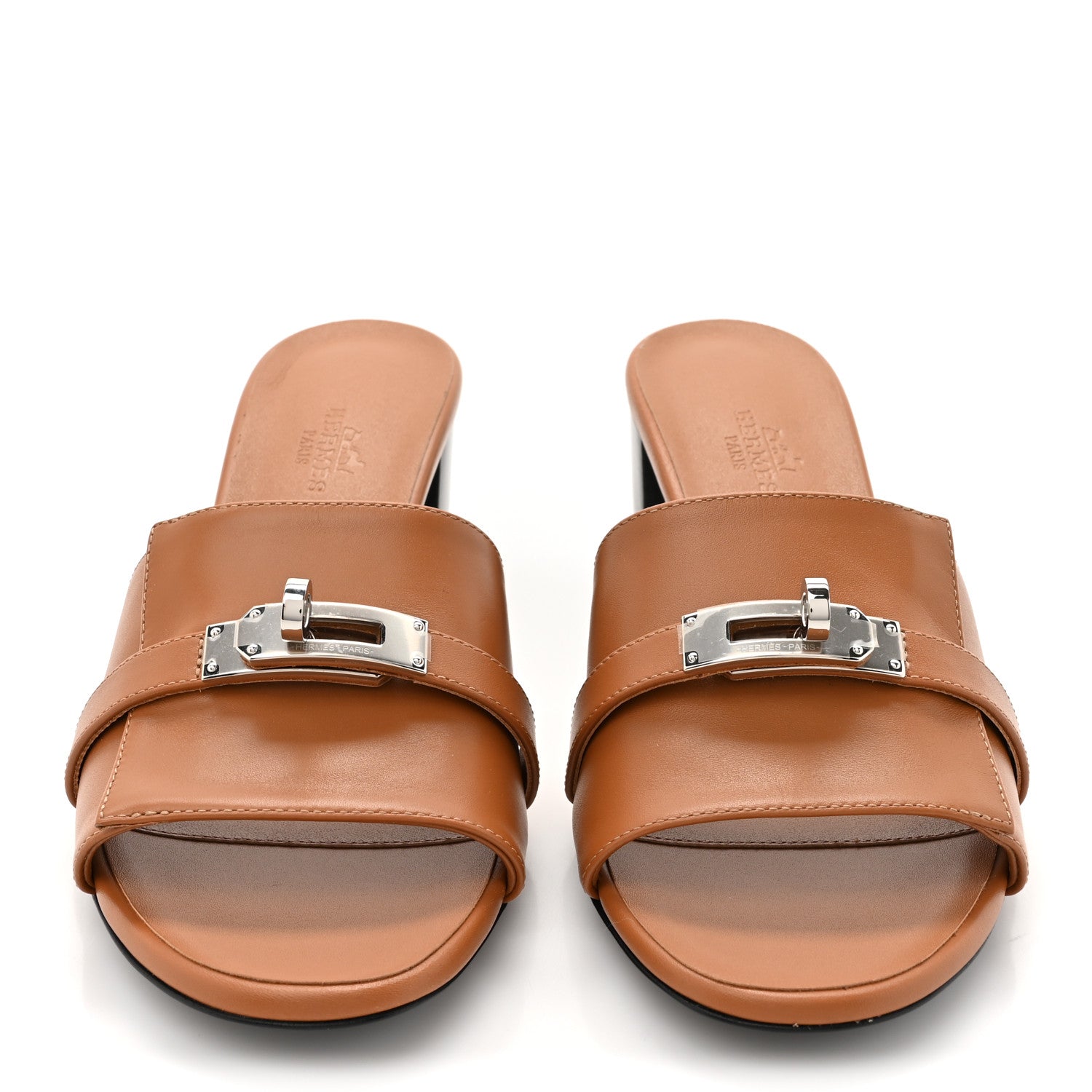 Hermes Calfskin Gigi 50 Sandals 37.5 Gold 3 of 10
