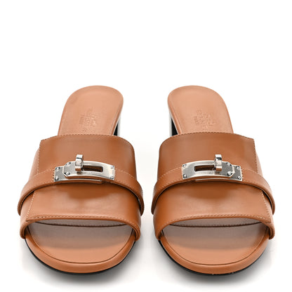 Hermes Calfskin Gigi 50 Sandals 37.5 Gold 3 of 10