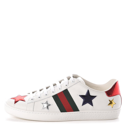Gucci Calfskin Ayers Web Star Embroidered Womens Ace Sneakers 39.5 White Multi 1 of 8