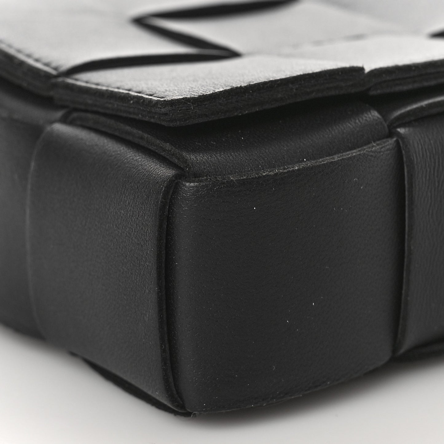 Lambskin Maxi Intreccio Small Cassette Crossbody Bag Black