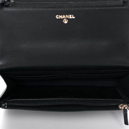 Chanel Shiny Caviar Quilted Pick Me Up Wallet On Chain WOC Black 5 of 14